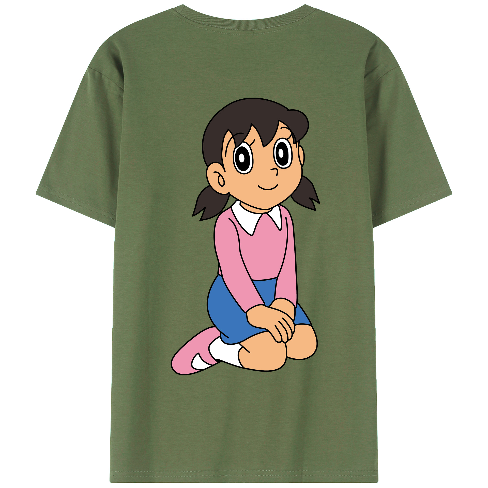 （画像用） ドラえもん みなもと しずか Doraemon Shizuka Minamoto 綿100％ メンズ半袖Tシャツ（バックプリント） 通気性